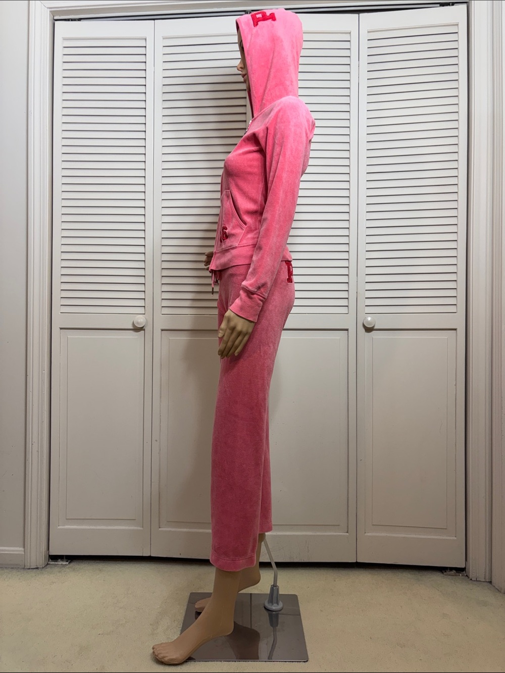 Y2K PINK Victoria's Secret Velour Zip Hoodie & Joggers Set Small - Picture 11 of 12
